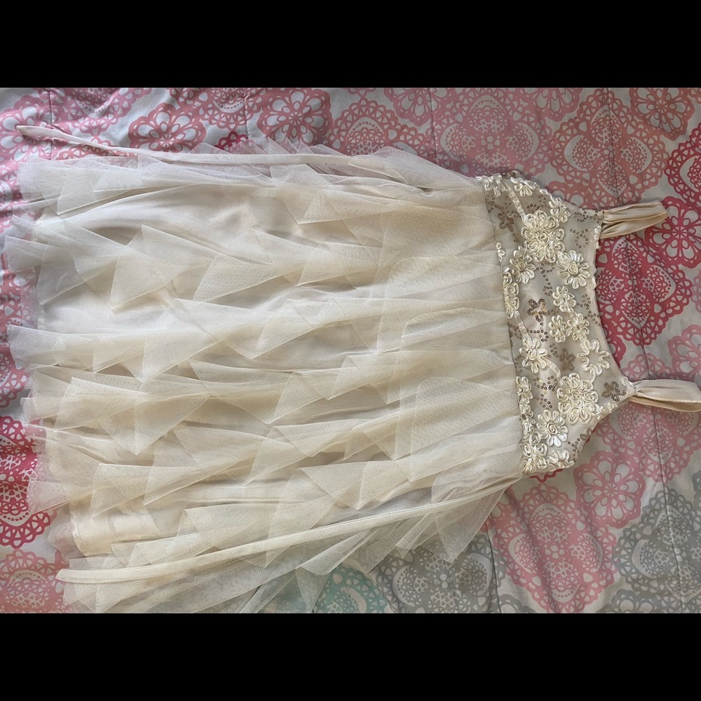 Beige and gold girls dress